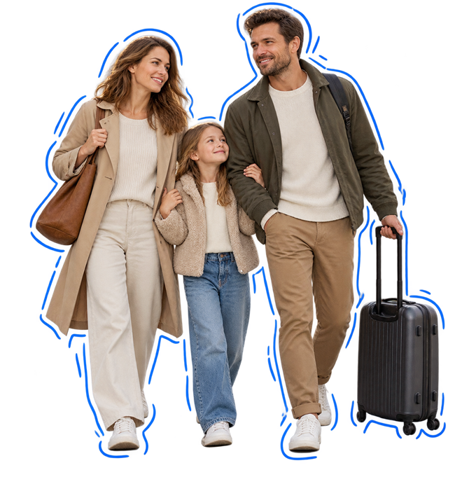 Family with luggage