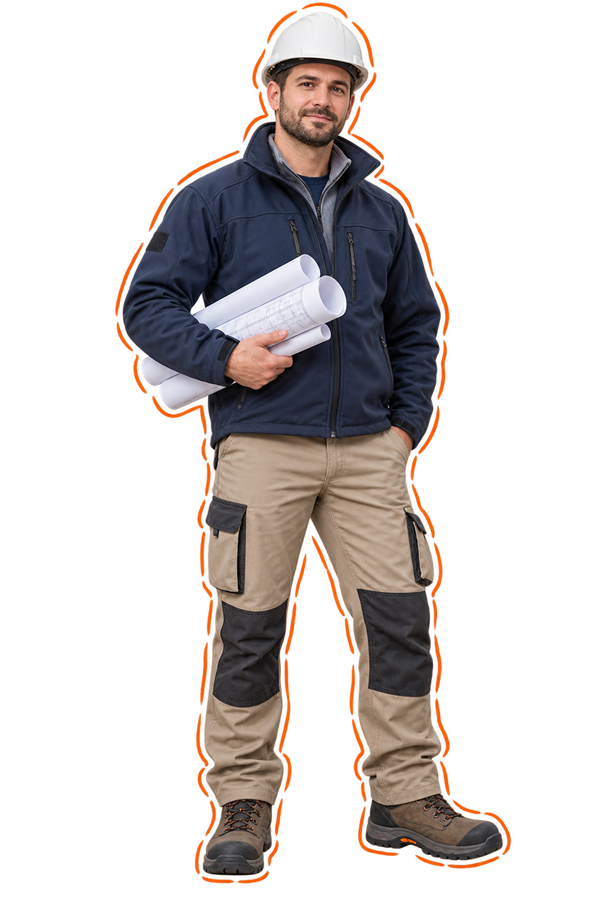 Worker wearing a safety helmet